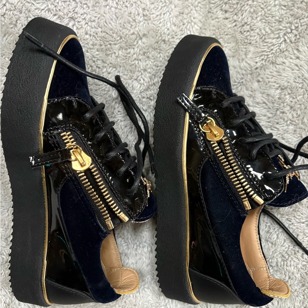 Giuseppe Zanotti Black Sneakers with Gold Details - Picture 10 of 14